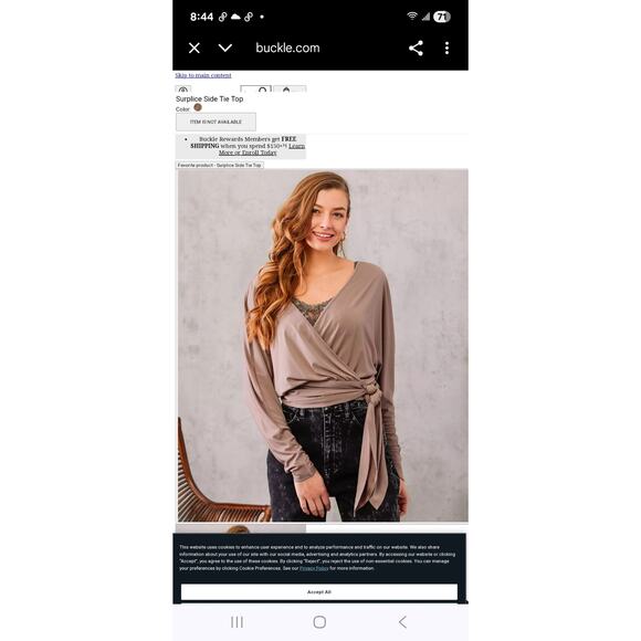 Willow & Root New Women's Medium Coquette Career Indie Surplice Side Tie Top - Picture 8 of 12